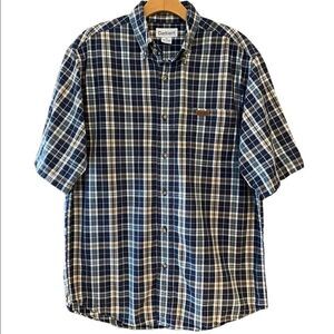 Carhartt M Black Brown Plaid Casual Rustic WorkWear Front Pocket Casual Shirt